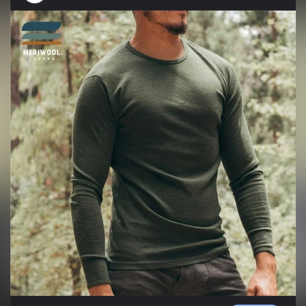 Meriwool Men's Base Layer Long Sleeve Merino Wool Shirt XL 250G green 136